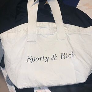 Sporty and Rich off white logo tote